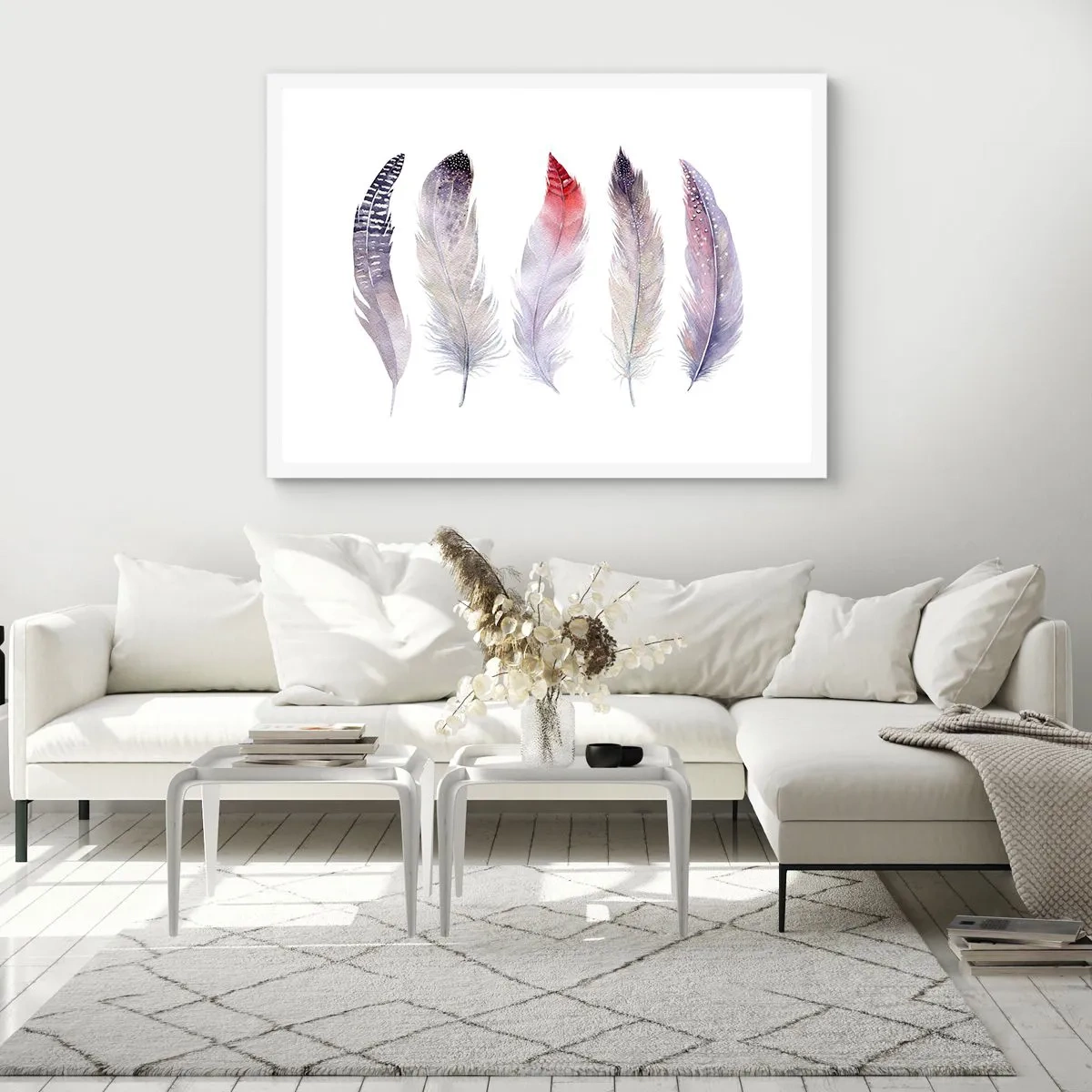 Plakat i hvid ramme - Delikat som en flerfarvet tåge - 50x40 cm