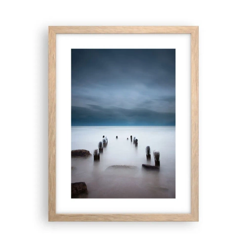 Plakat i ramme af lyst egetræ - En betænksom sø - 30x40 cm