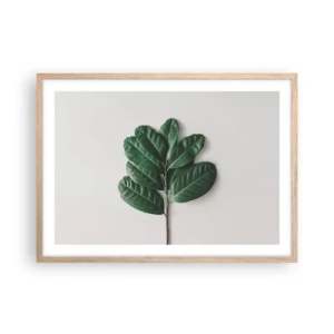 Plakat i ramme af lyst egetræ - Tegning af selve naturen - 70x50 cm