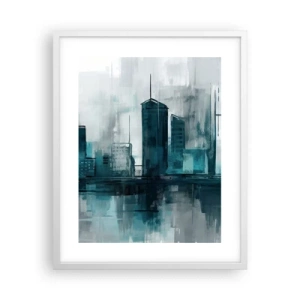Plakat i hvid ramme - Regnfarvet by - 40x50 cm