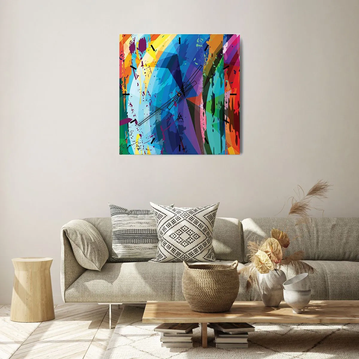 Vægur, Uret - Farverig svimmelhed - 40x40 cm