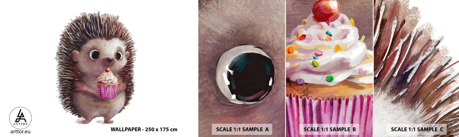 Fototapet Prøve Standard Eco - Fejring er hver dag - For børn, Pindsvin, Eventyr - 100x30 cm