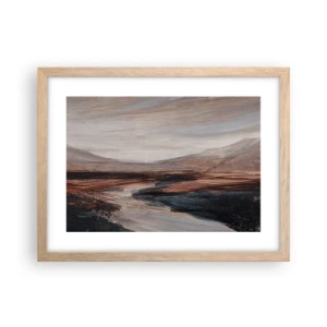 Plakat i ramme af lyst egetræ -  Fredfyldt dal - 40x30 cm