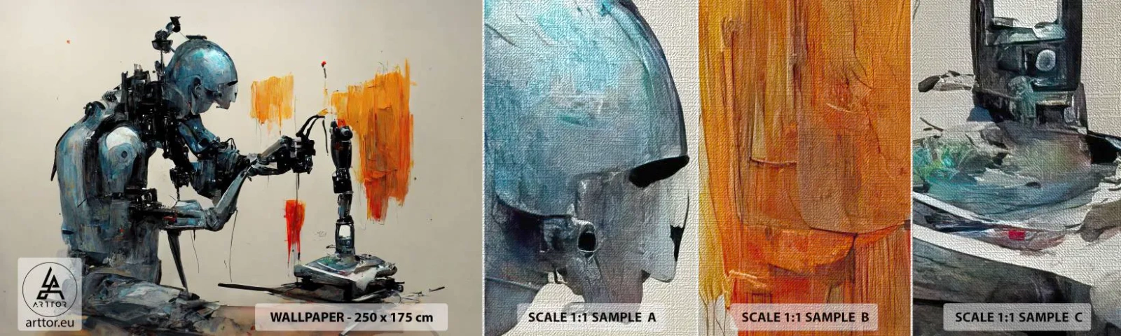 Prøve Fototapet Premium Canvas - Kommer i morgen... - Kunstner, Kunstig intelligens, Robot - 100x30 cm