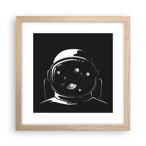 Plakat i ramme af lyst egetræ - Flot udsigt - 30x30 cm