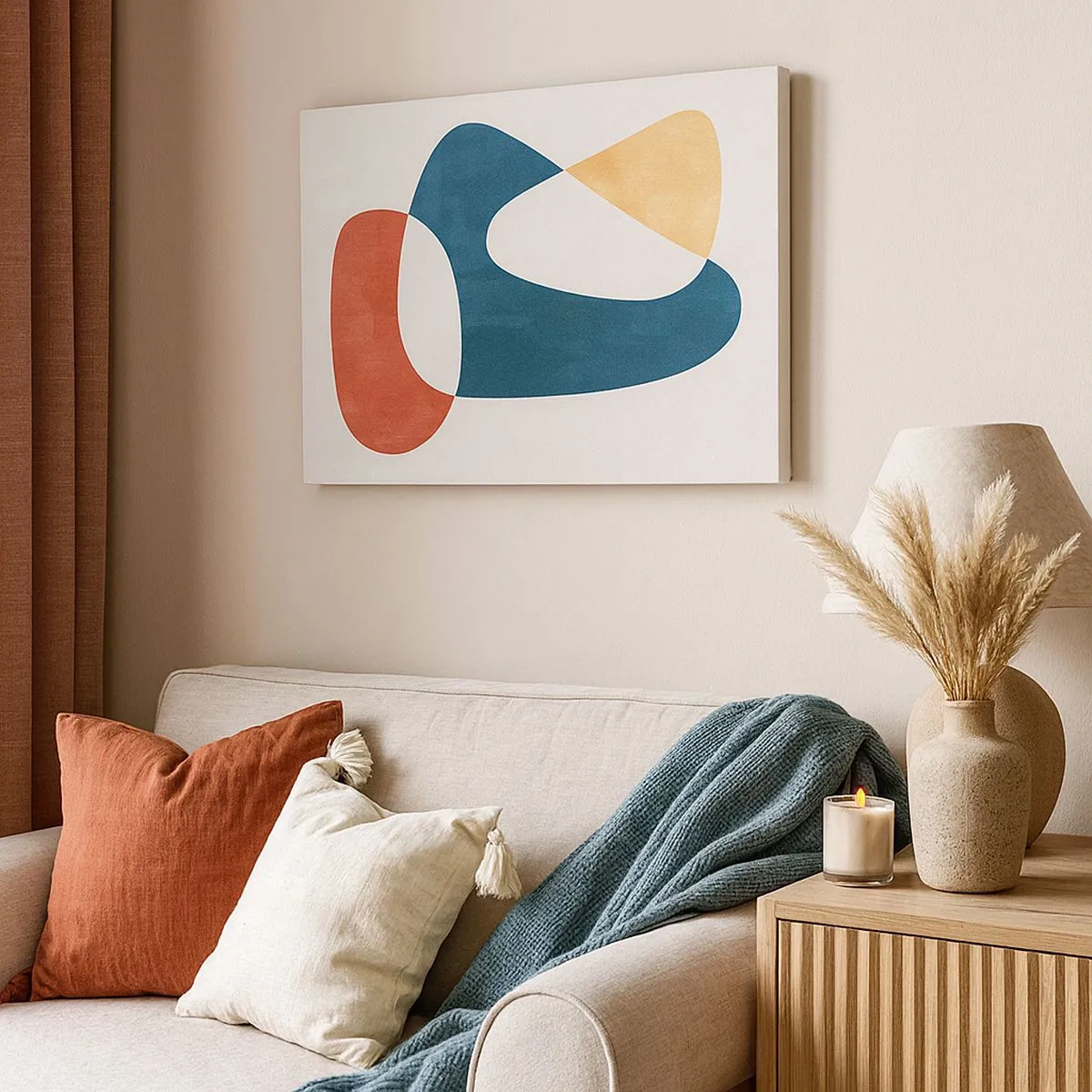 Lærredstryk - Billede på lærred - Abstrakte former i harmoniske farver - 70x50cm - Påvirkninger og metamorfoser - Moderne vægdekoration til stue og soveværelse ARTTOR