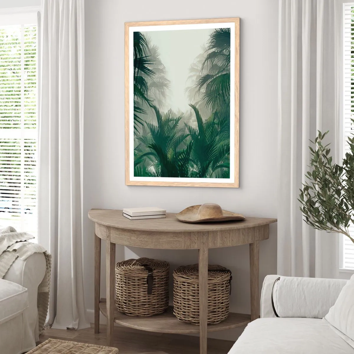 Plakat i ramme af lyst egetræ - Tropisk mysterium - 30x40 cm