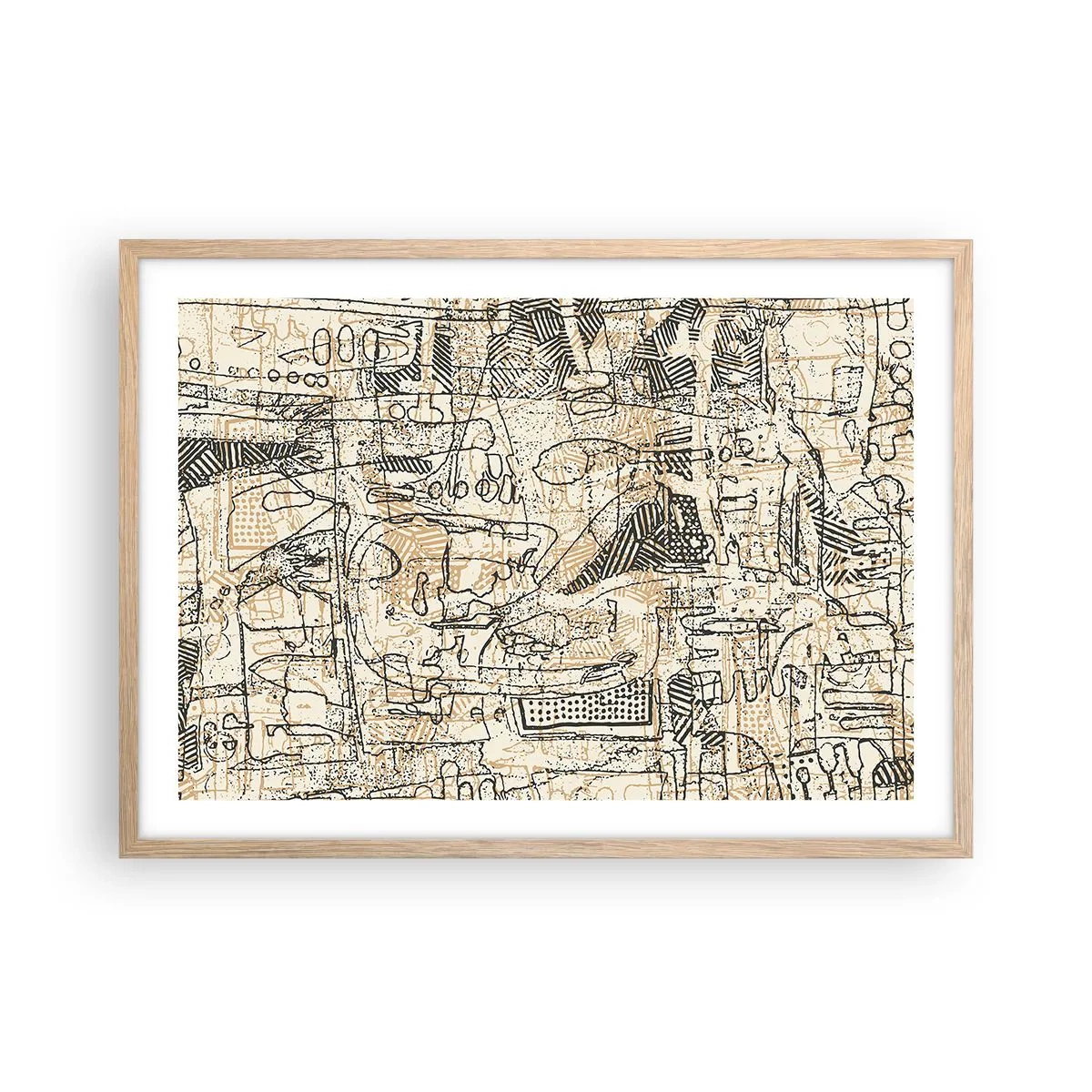 Plakat i ramme af lyst egetræ - Venter på at blive afkodet - 70x50 cm