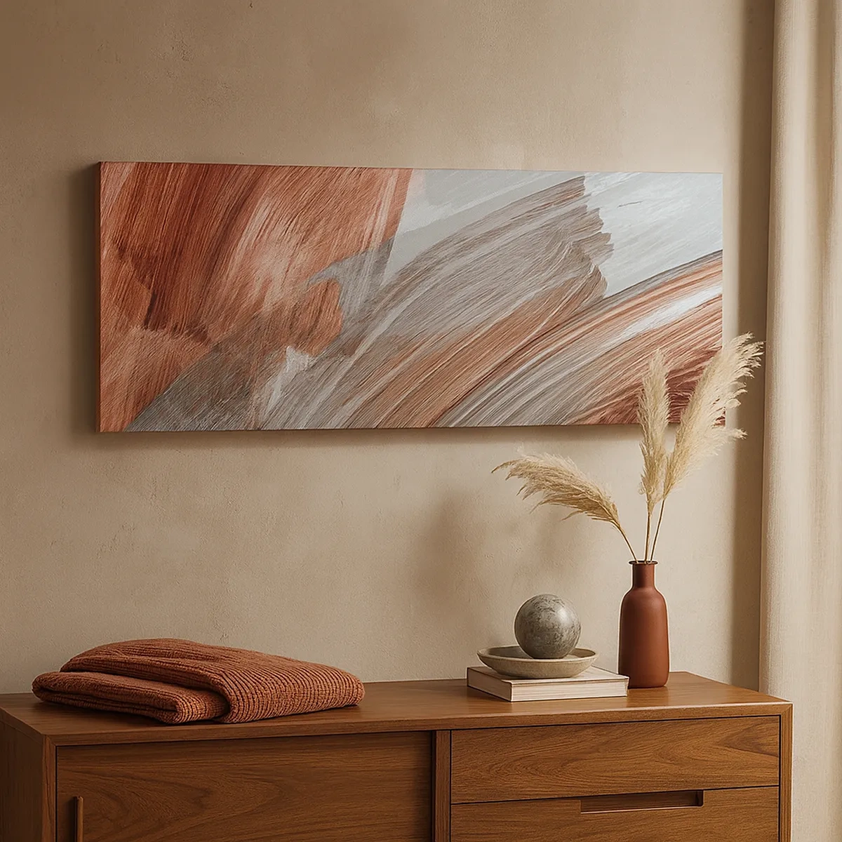 Lærredstryk - Billede på lærred - Efterårsagtig og blæsende abstraktion - 30x30 cm