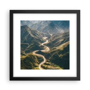 Plakat i sort ramme - Direkte fra hjertet af bjergene - 30x30 cm