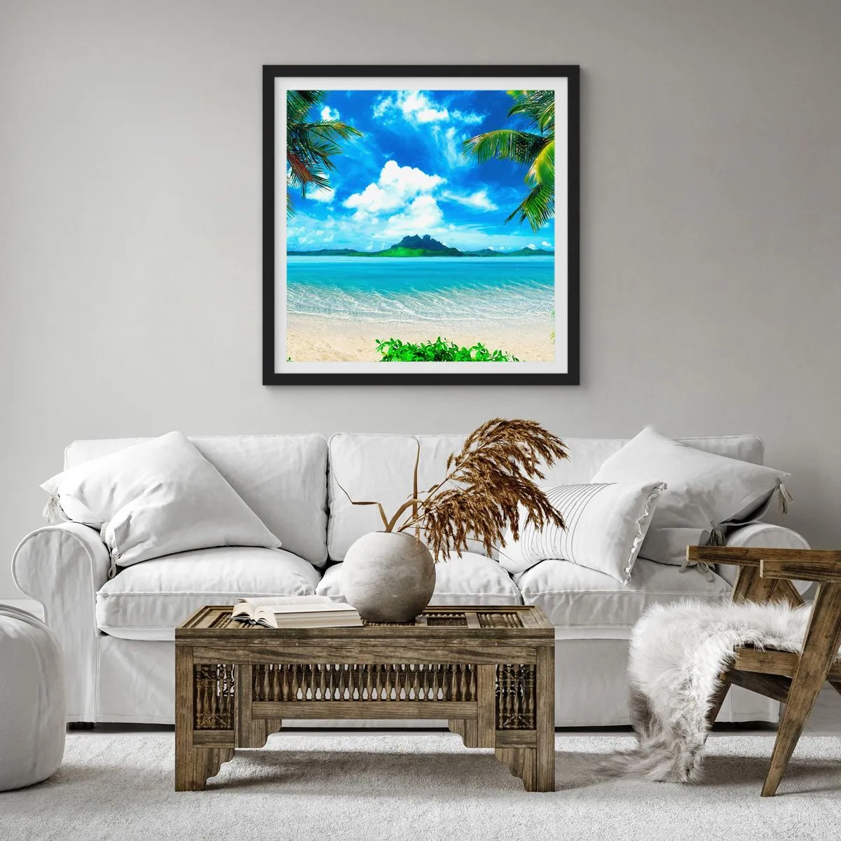 Plakat i sort ramme - Azur i troperne - 30x30 cm