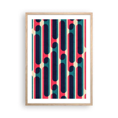 Plakat i ramme af lyst egetræ - Indad og fremad - 50x70 cm