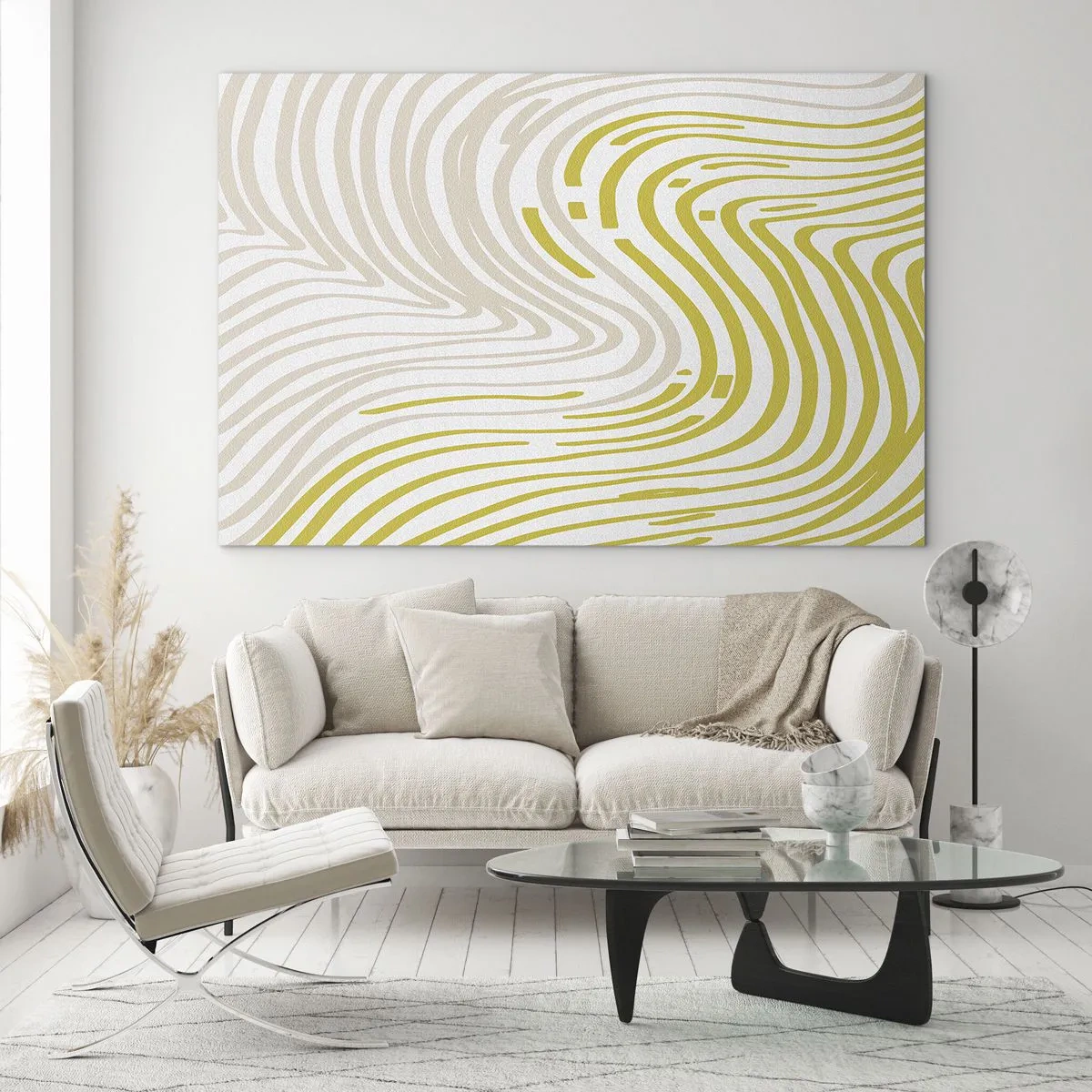 Billede på glas - Komposition med et blidt sving - 70x50 cm