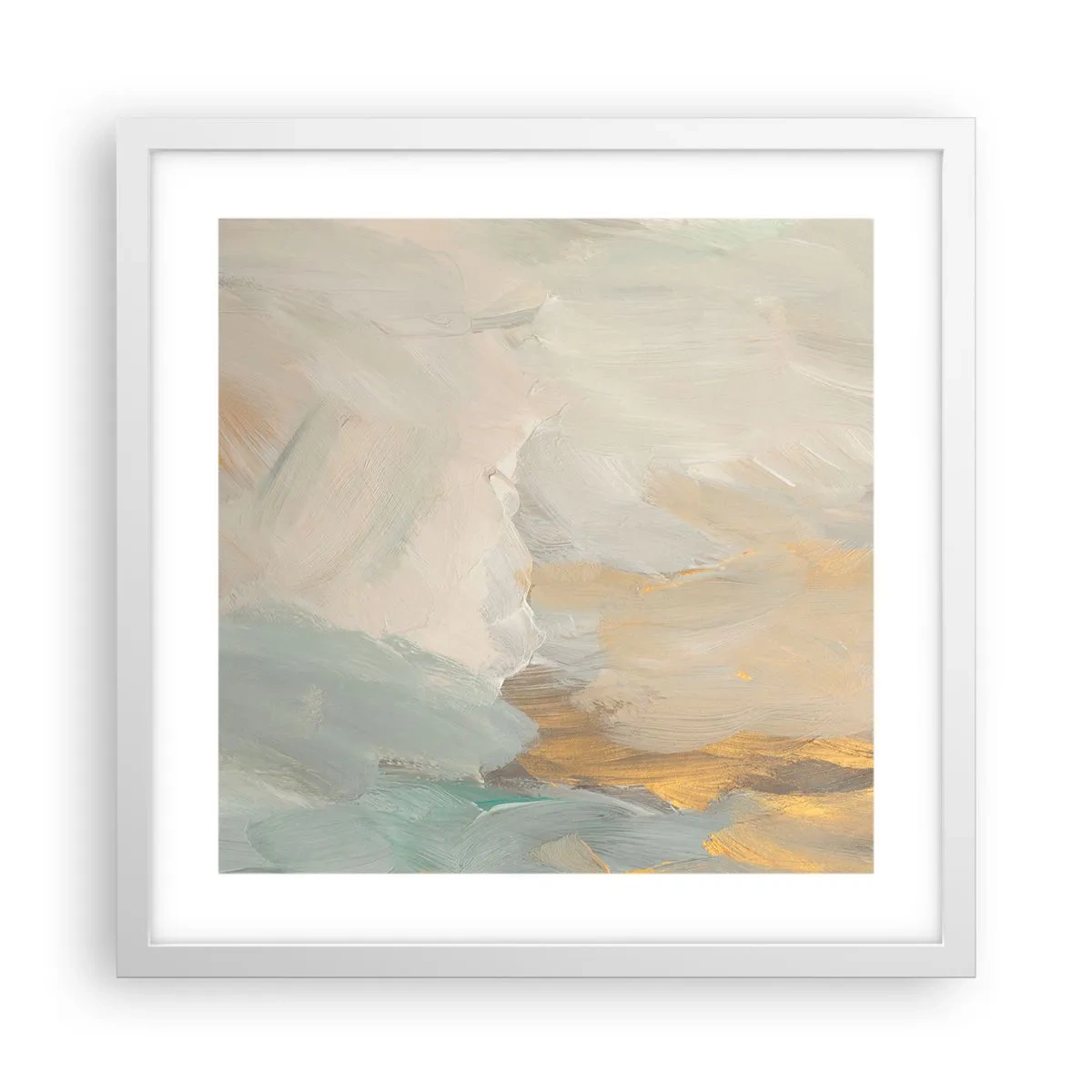 Plakat i hvid ramme - Abstraktion - blidhedens land - 40x40 cm