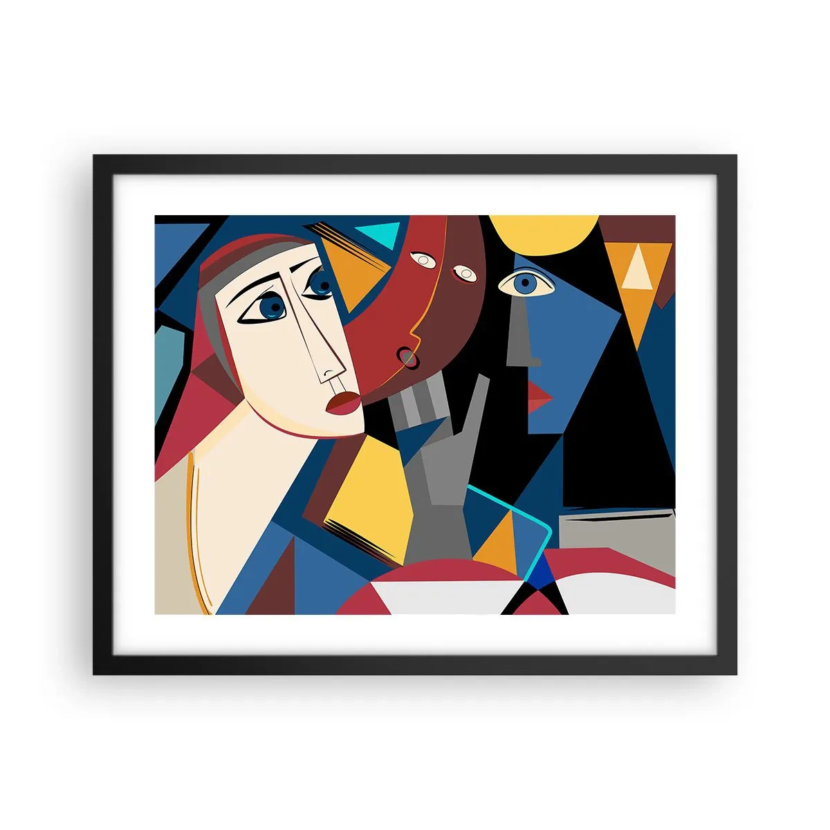 Plakat i sort ramme - Kubistisk samtale - 50x40 cm