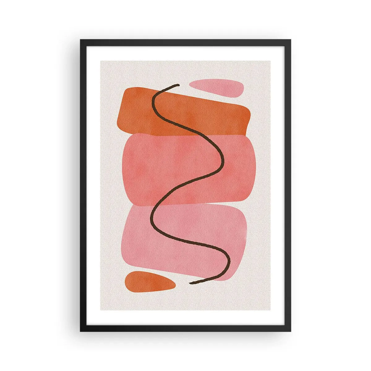 Plakat i sort ramme - Abstrakt komposition af geometriske former - 50x70cm - Formernes blide bevægelse - Moderne vægdekoration til stue og soveværelse ARTTOR