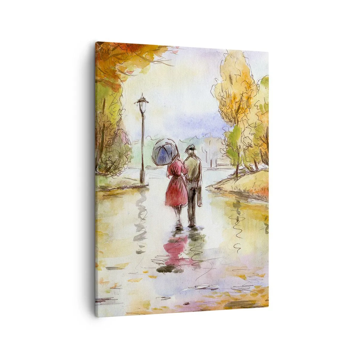 Lærredstryk - Billede på lærred - Romantisk efterår i parken - 50x70 cm