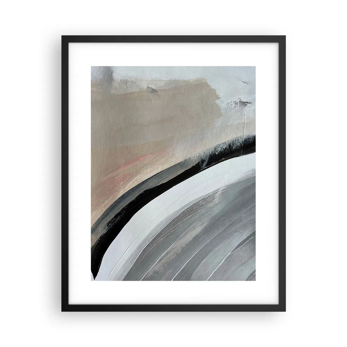Plakat i sort ramme - Komposition: en bue af sort og gråt - 40x50 cm