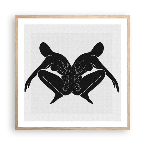 Plakat i ramme af lyst egetræ - En delt sjæl - 60x60 cm