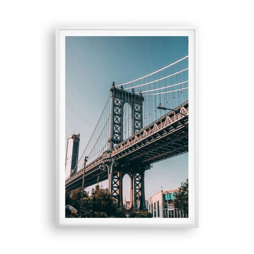 Plakat i hvid ramme - Over byens bølger - 70x100 cm