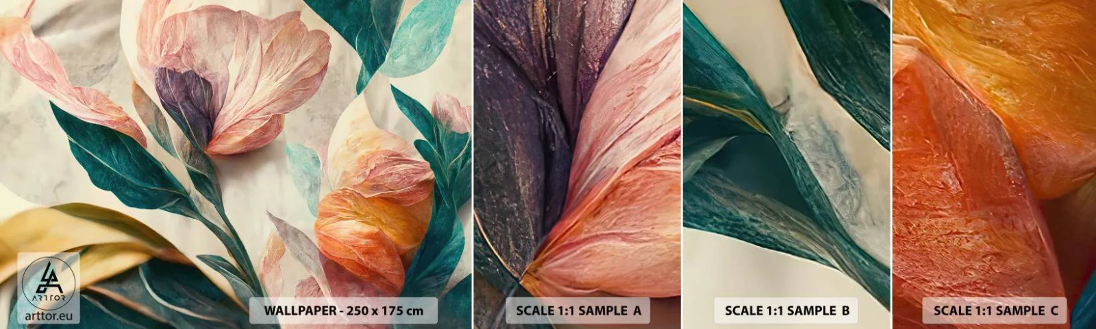 Prøve Fototapet Selvklæbende Deluxe Sticker - Blomster på de sydlige øer - Blomster, Årgang, Botanik - 100x30 cm