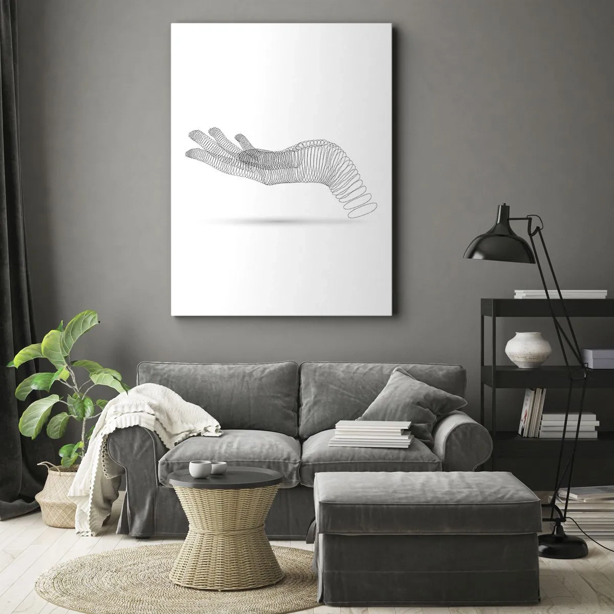 Lærredstryk - Billede på lærred - Fjedrende hånd - 50x70 cm