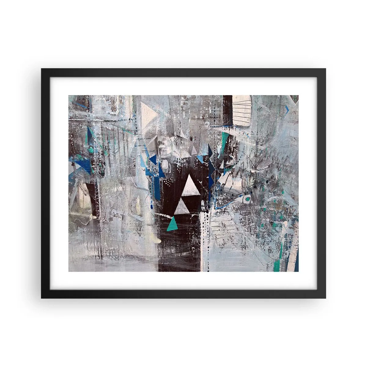Plakat i sort ramme - Overordnet rækkefølge af trekanter - 50x40 cm