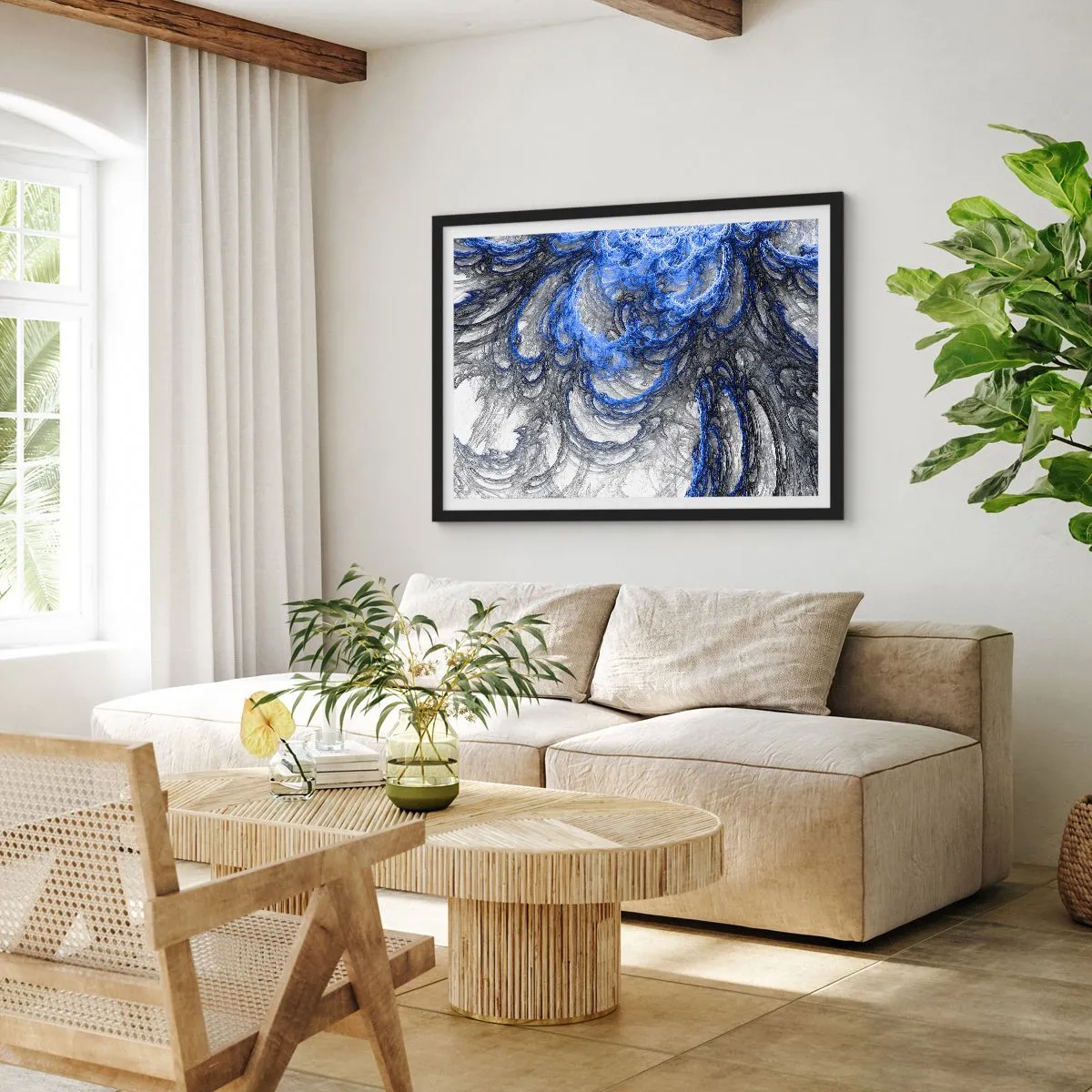 Plakat i sort ramme - En bølges fødsel - 91x61 cm