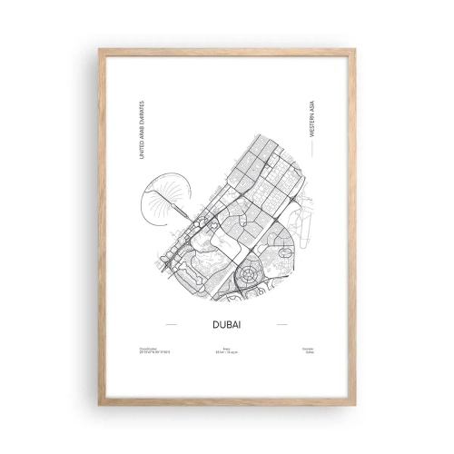 Plakat i ramme af lyst egetræ - Dubais anatomi - 50x70 cm