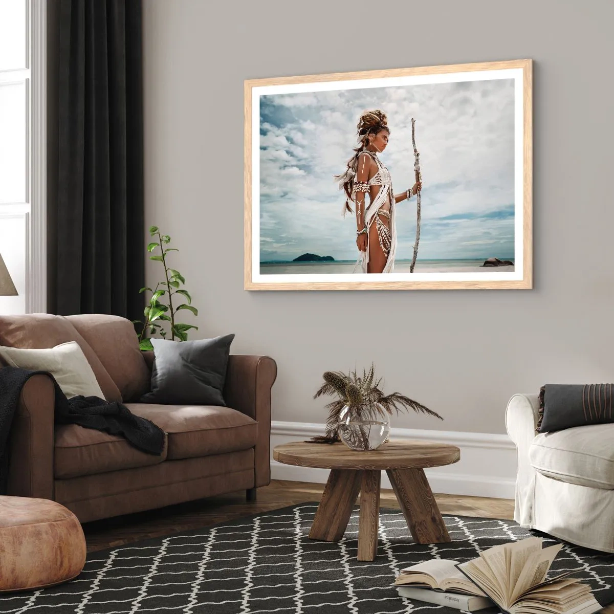 Plakat i ramme af lyst egetræ - Dronning af troperne - 50x40 cm