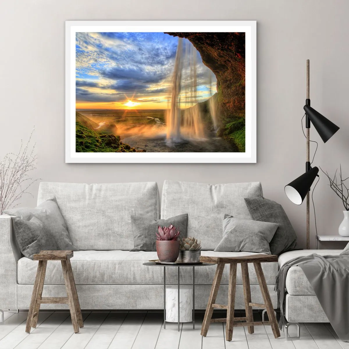 Plakat i hvid ramme - Verden bag sløret af dråber - 40x30 cm