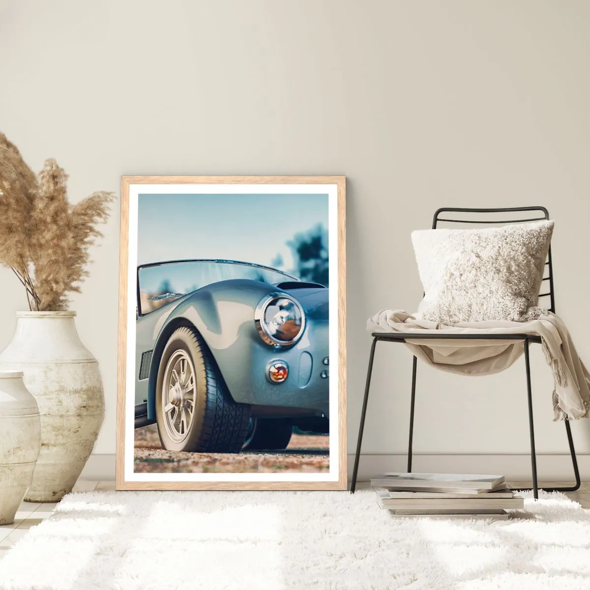 Plakat i ramme af lyst egetræ - Fordi stil betyder noget - 50x70 cm