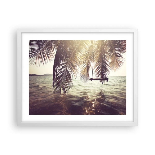 Plakat i hvid ramme - Du kan svæve i skyerne efter behag - 50x40 cm