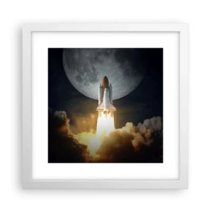 Plakat i hvid ramme - Begyndelsen på et overjordisk eventyr - 30x30 cm