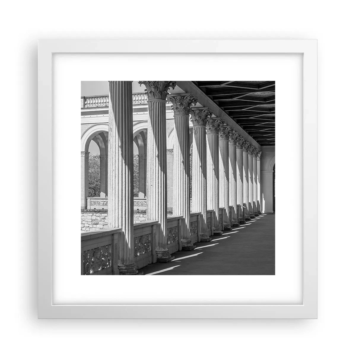 Plakat i hvid ramme - Solrig arkade - 30x30 cm