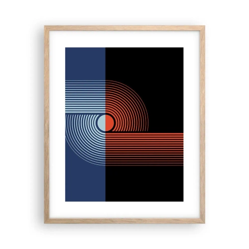 Plakat i ramme af lyst egetræ - I en geometrisk omfavnelse - 40x50 cm
