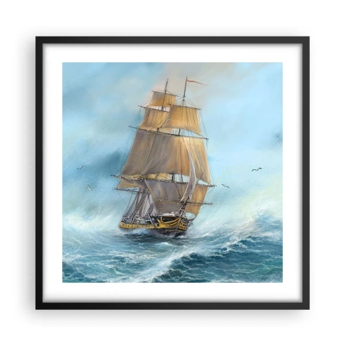 Plakat i sort ramme - Bølgende gennem bølgerne - 50x50 cm