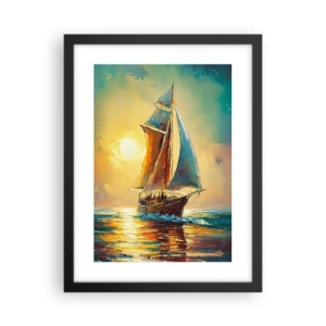 Plakat i sort ramme - Under fulde sejl - 30x40 cm