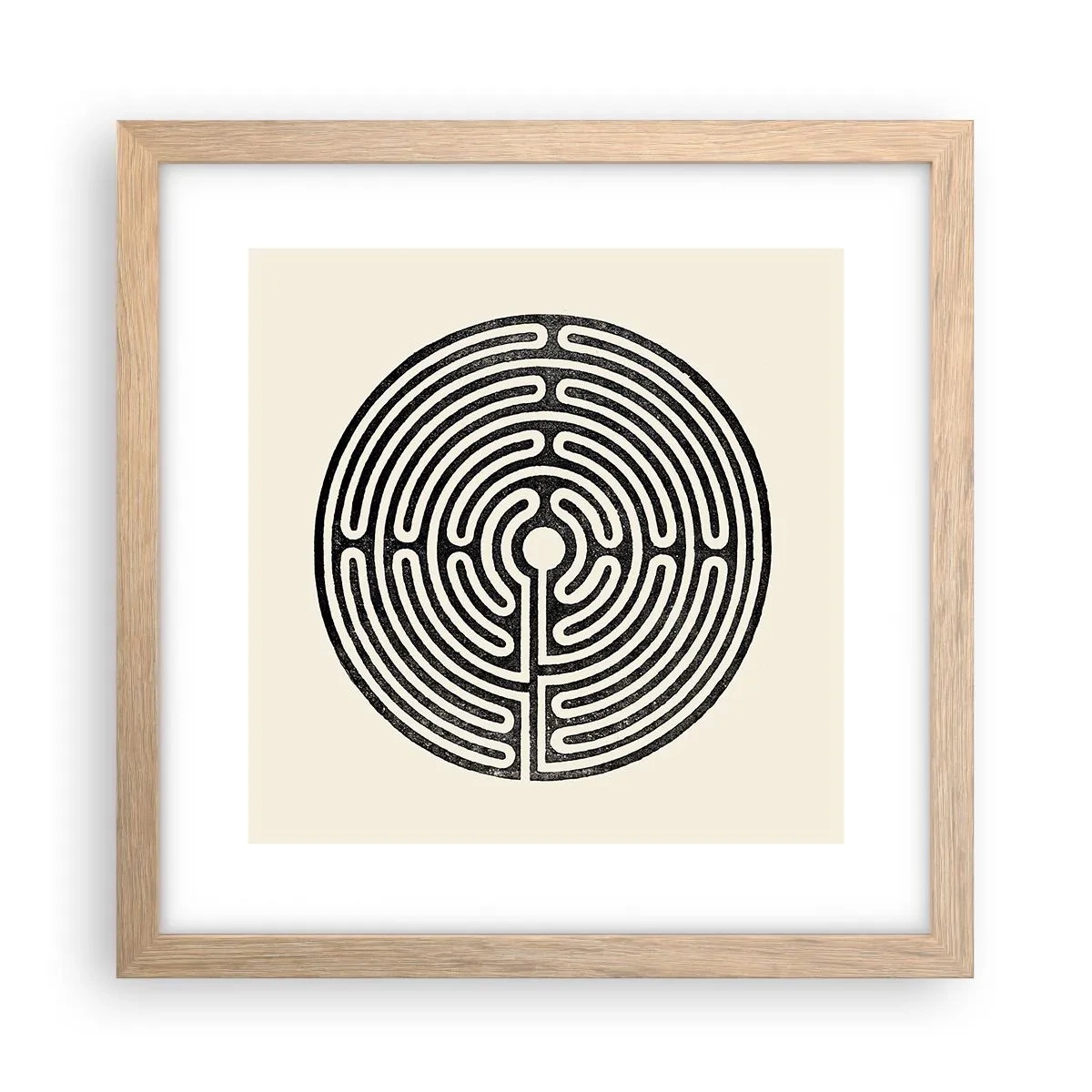 Plakat i ramme af lyst egetræ - Mystisk orden - 30x30 cm