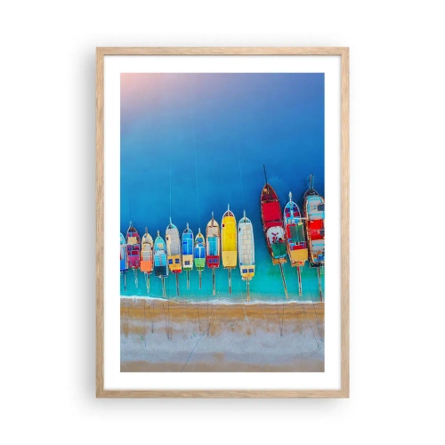 Plakat i ramme af lyst egetræ - Fra et fugleperspektiv - 50x70 cm