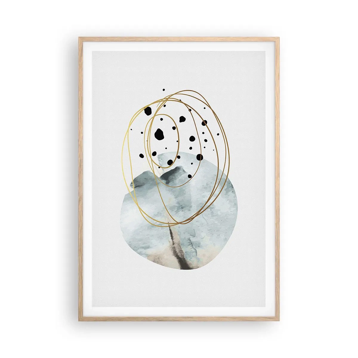 Plakat i ramme af lyst egetræ - I rummets favntag - 70x100 cm