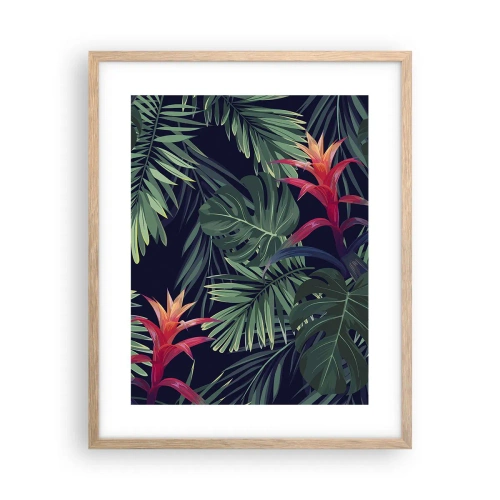 Plakat i ramme af lyst egetræ - Brænd i grønt - 40x50 cm