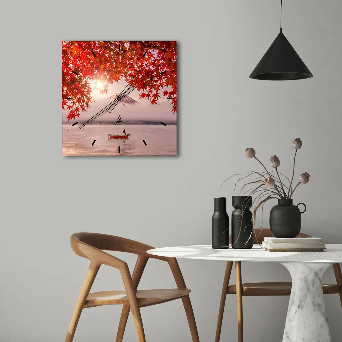 Vægur, Uret - I en japansk atmosfære - 40x40 cm