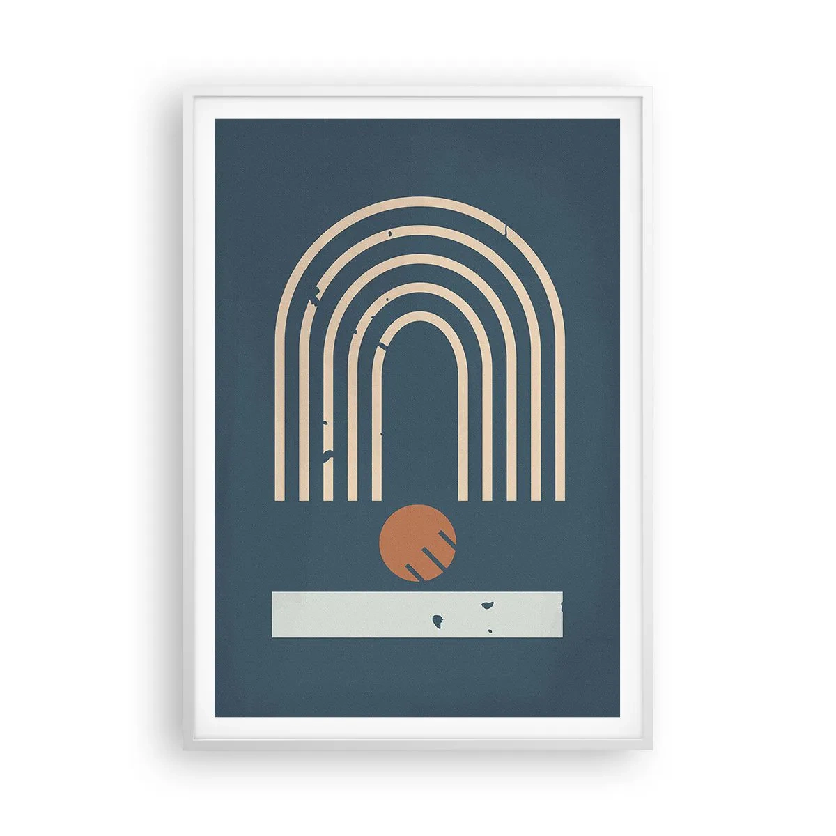 Plakat i hvid ramme - Geometri på granatæble - 70x100 cm