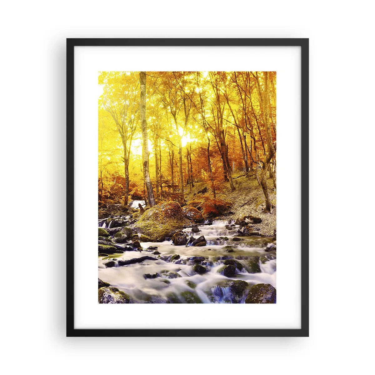 Plakat i sort ramme - Sten indfattet i guld og platin - 40x50 cm