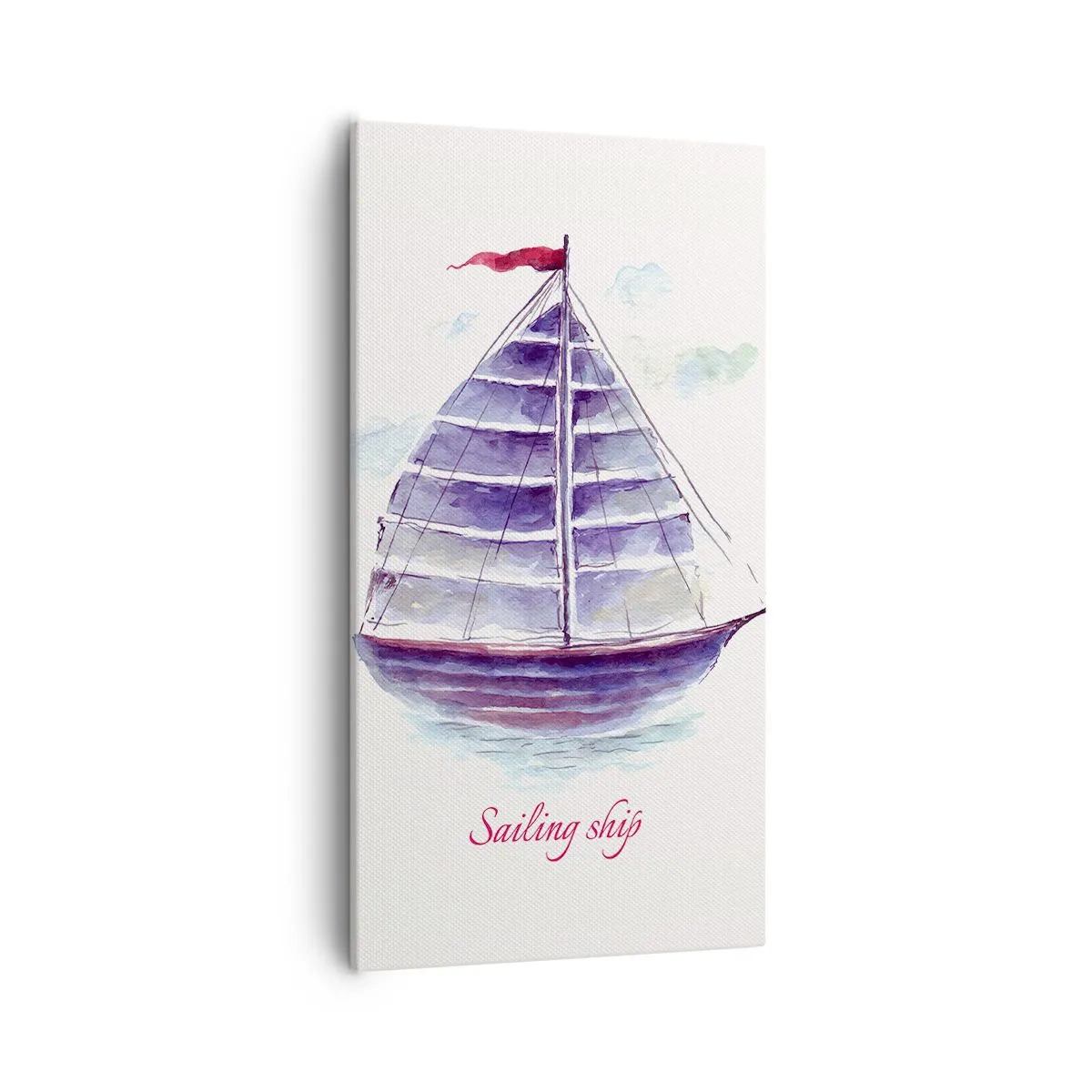 Lærredstryk - Billede på lærred - Fulde sejl og roligt vand - 55x100 cm