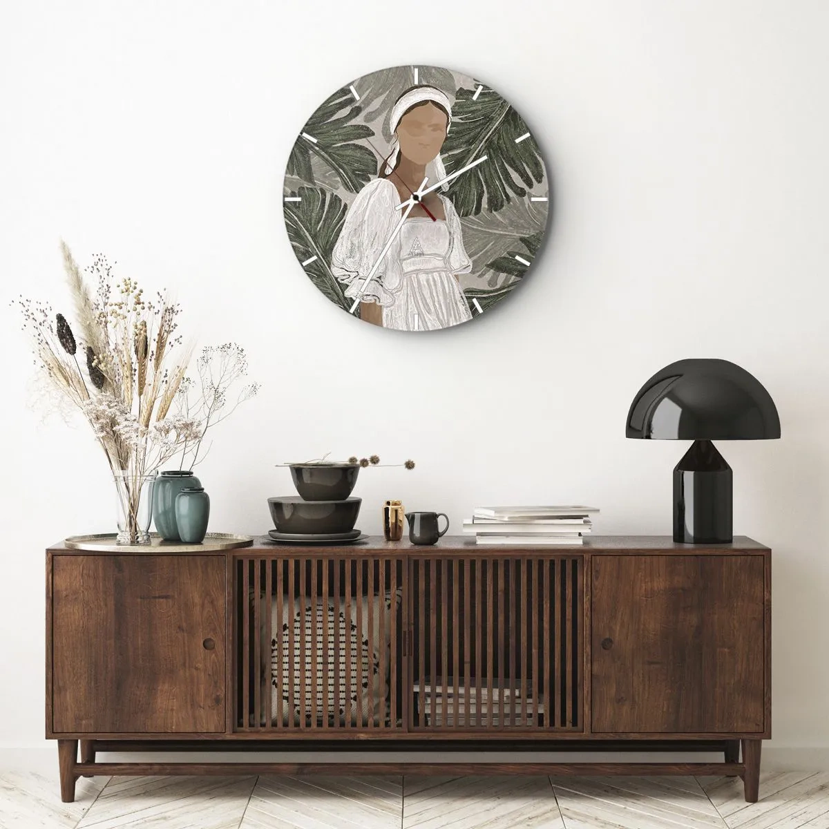 Vægur, Uret - Eksotisk portræt - 40x40 cm