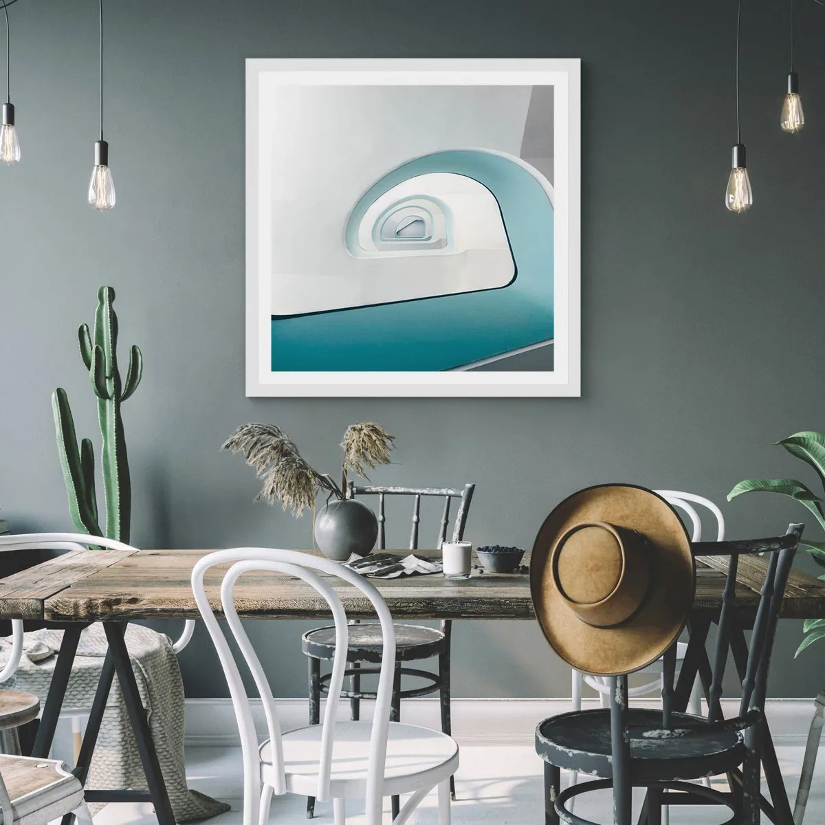 Plakat i hvid ramme - Til bunden af det blå - 30x30 cm