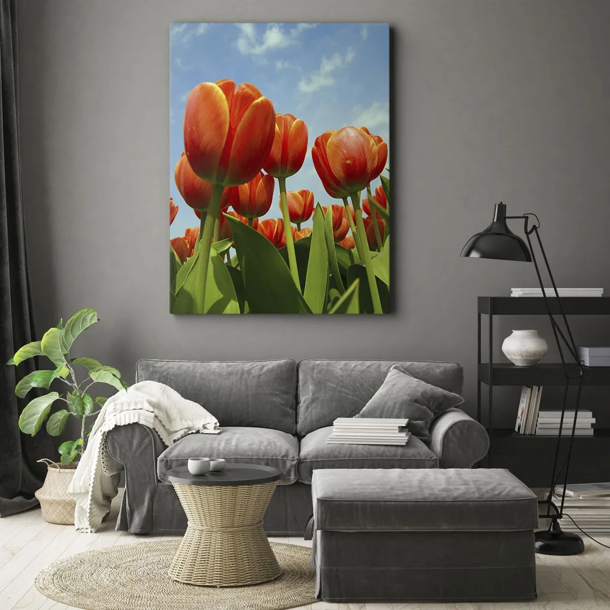 Lærredstryk - Billede på lærred - Bortset fra den blå himmel behøver de intet i livet - 45x80 cm