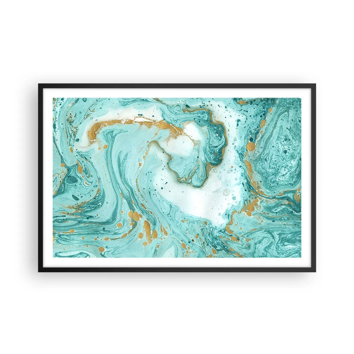 Plakat i sort ramme - Under den store bølge i Edo-perioden - 91x61 cm